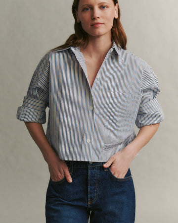 TWP Black / white / blue Next Ex Shirt in Breton Stripe view 2