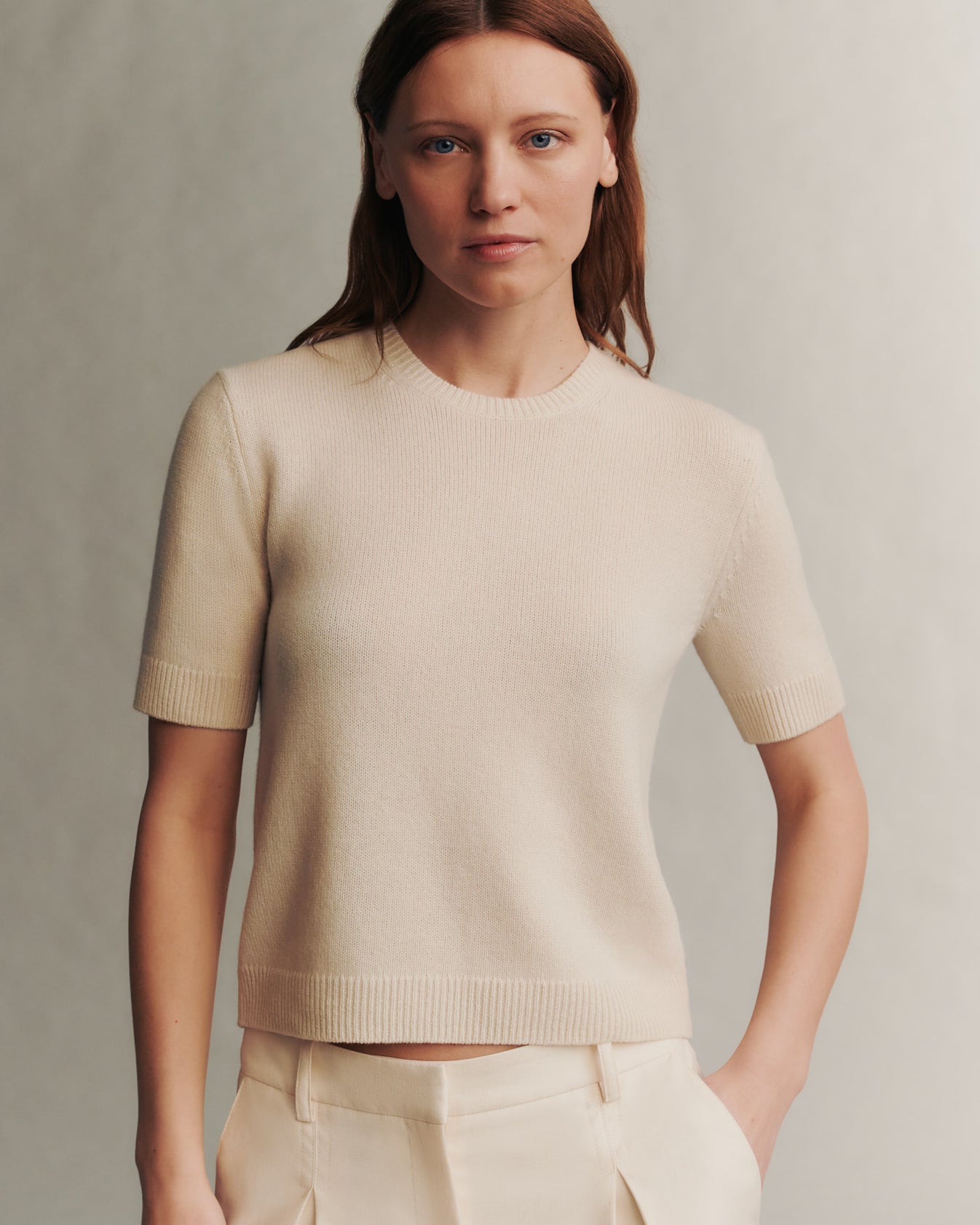 TWP Ivory Audrey Crewneck in Cashmere view 1