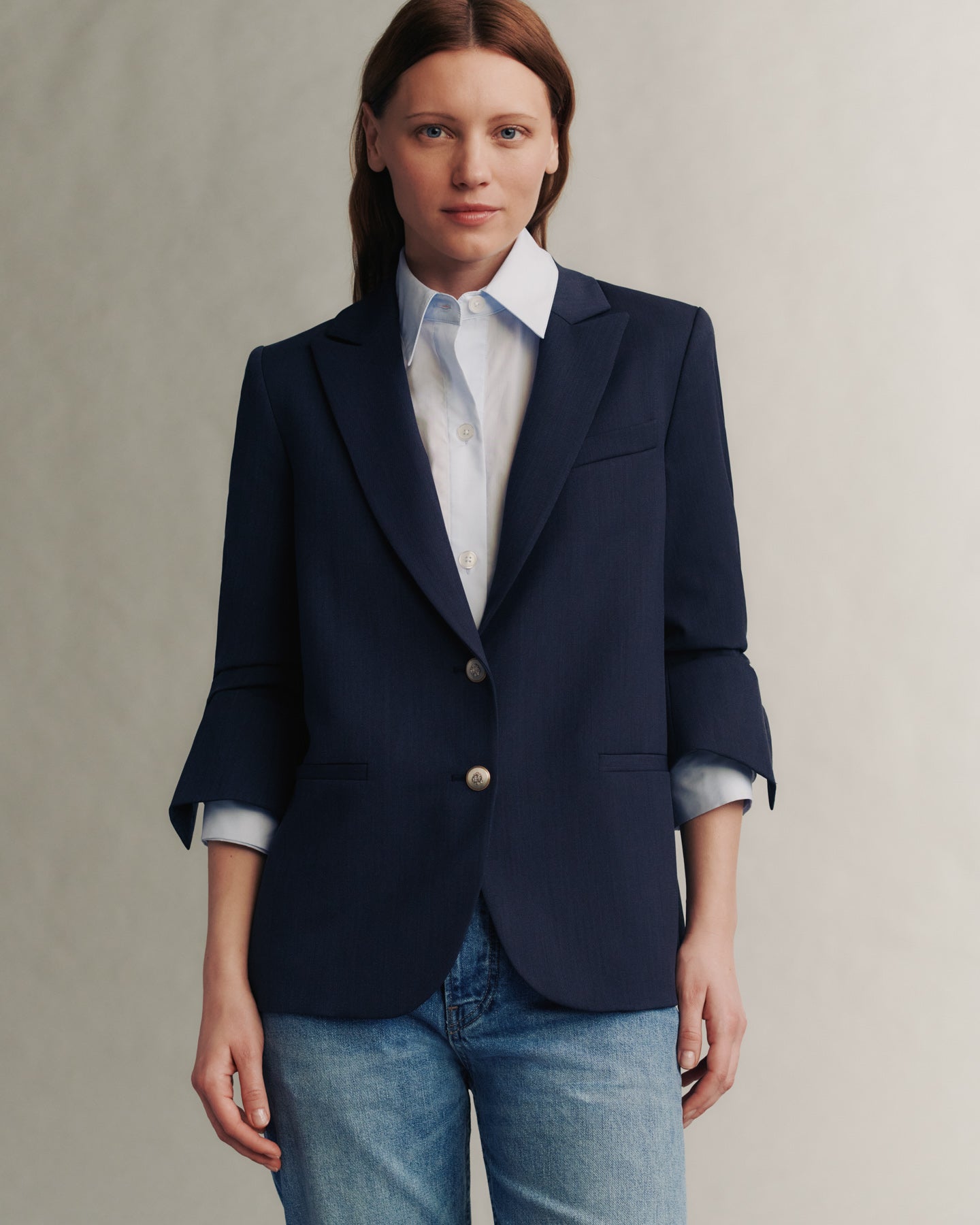 TWP Indigo Boyfriend Blazer in Wool Twill view 1