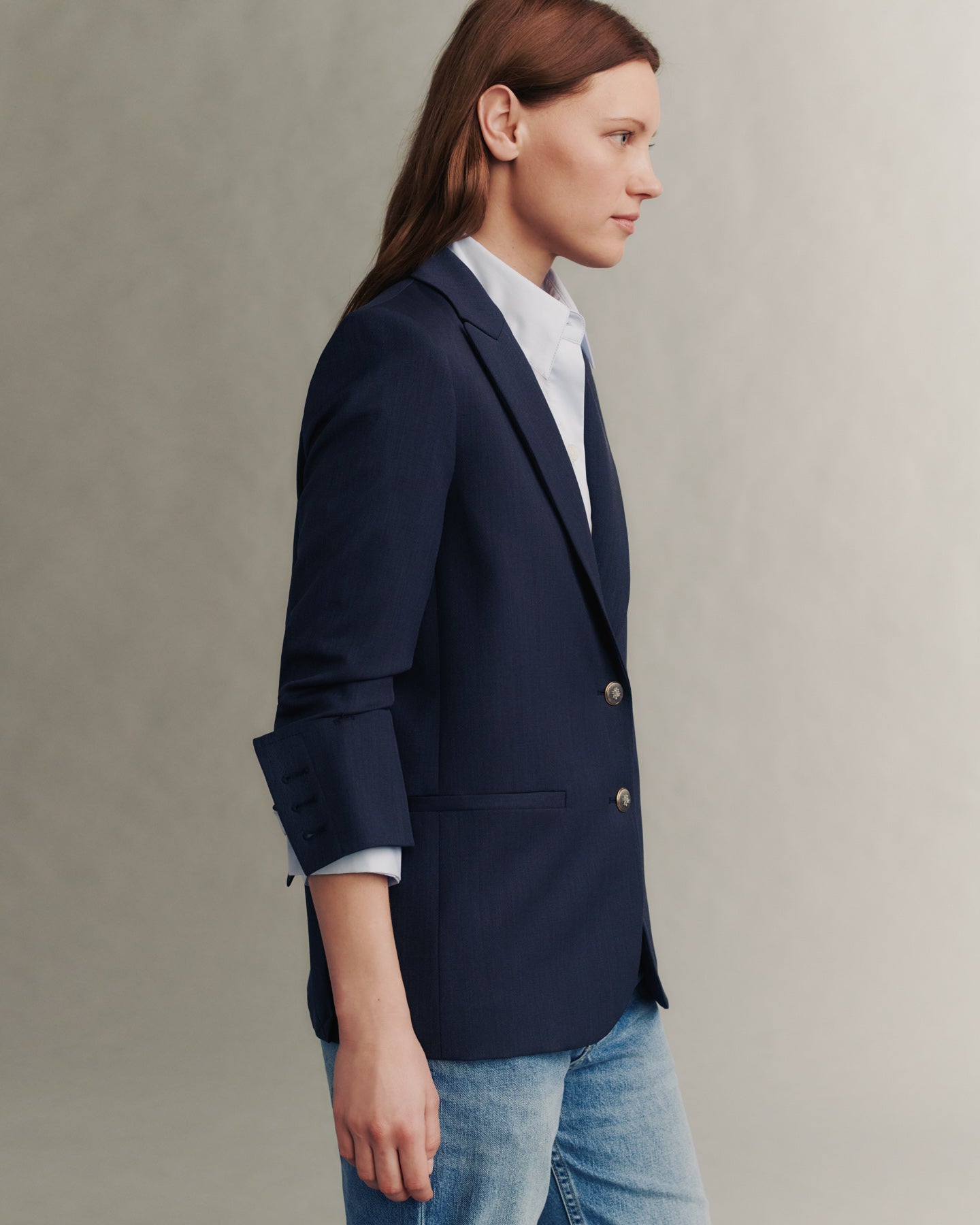 TWP Indigo Boyfriend Blazer in Wool Twill view 4