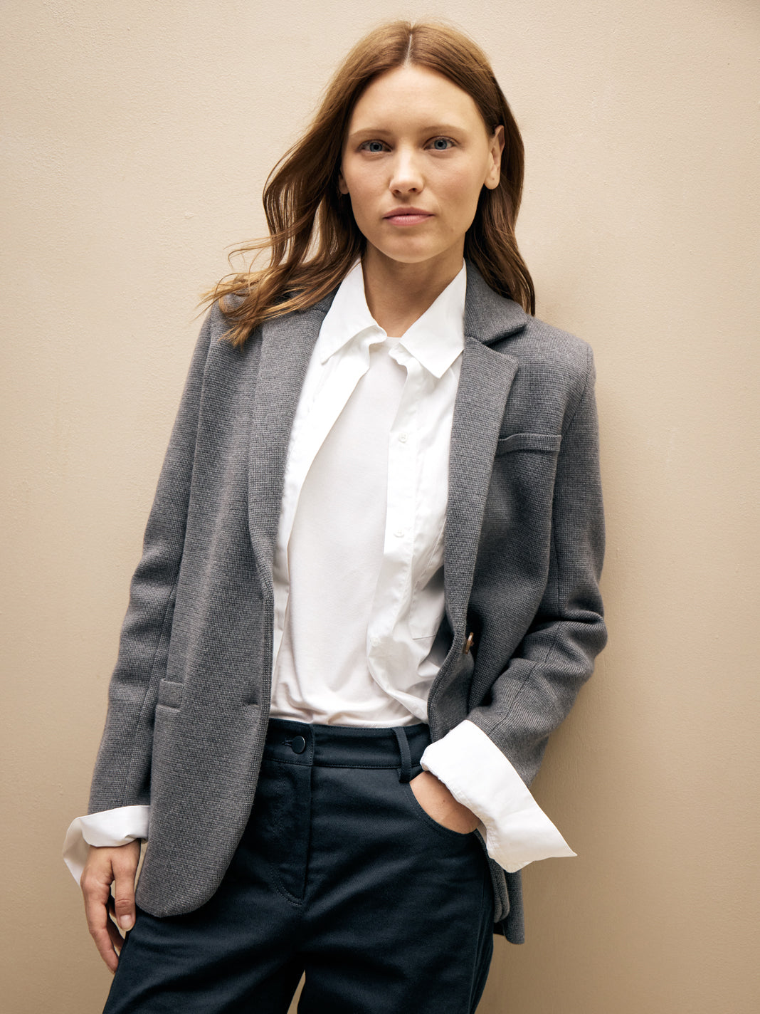 TWP Dark charcoal grey Knit Boyfriend Blazer in Wool view 2