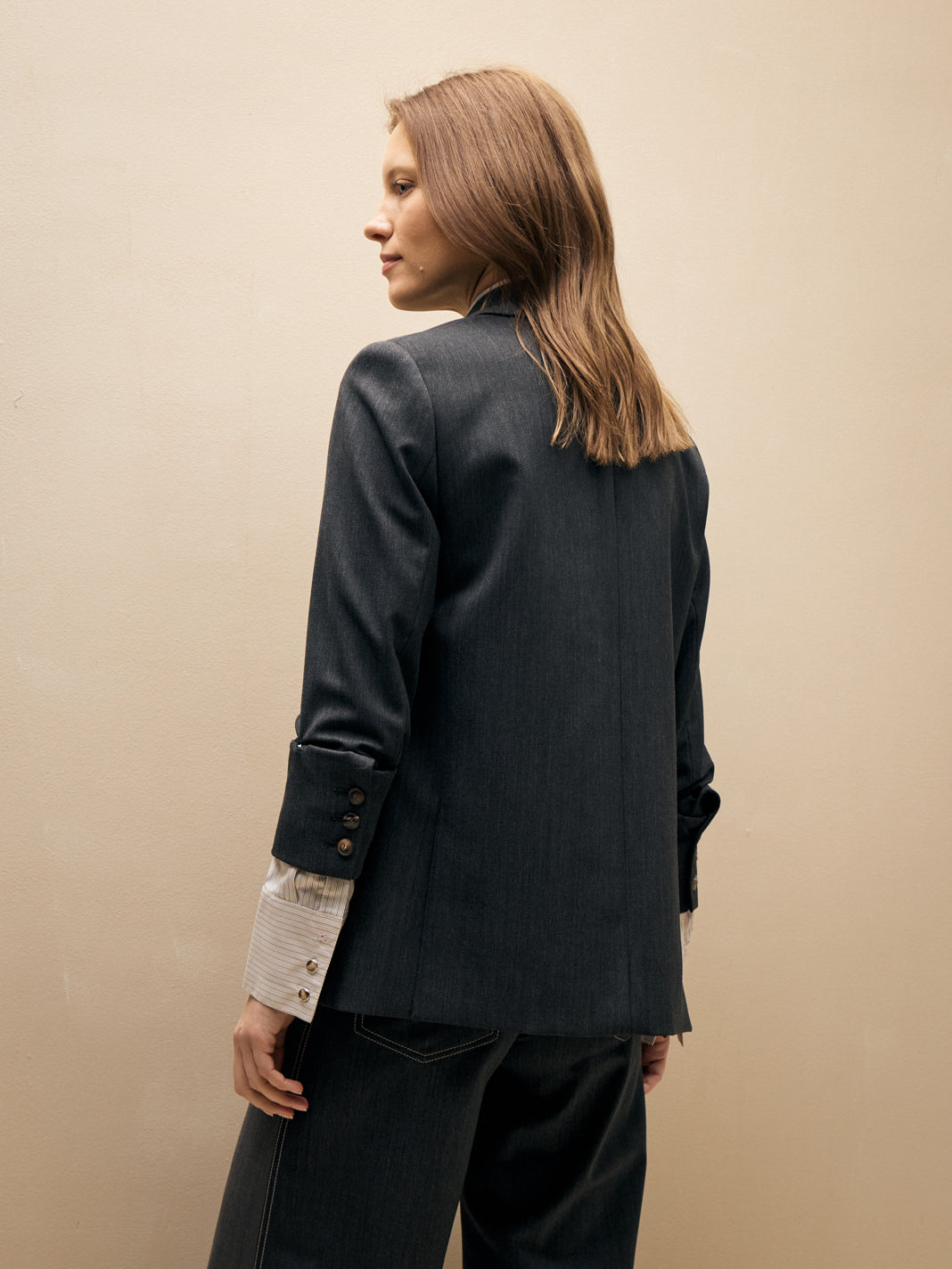 TWP Dark charcoal grey Boyfriend Blazer in Wool Twill view 3