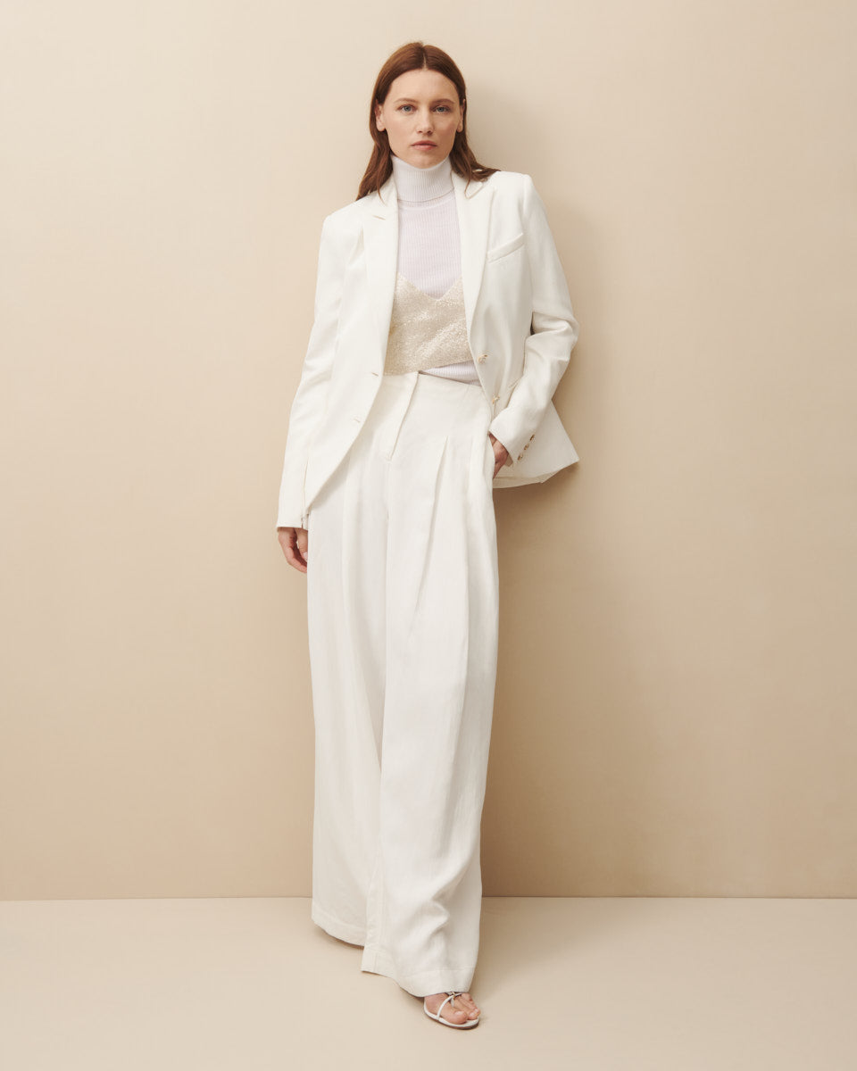 White Drew pant in coated viscose linen TWP