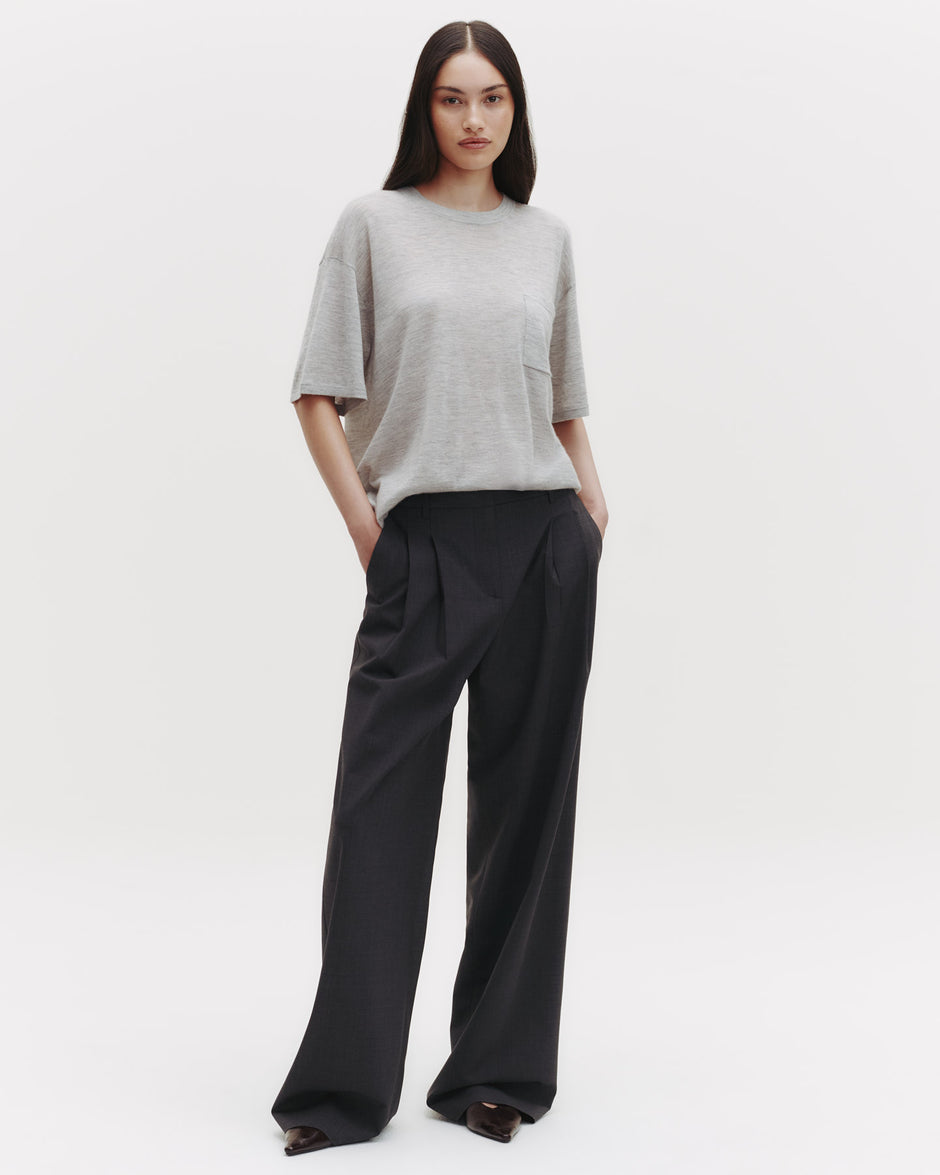 TWP Dark charcoal Sulli Pant in Ultrafine Stretch Suiting view 1