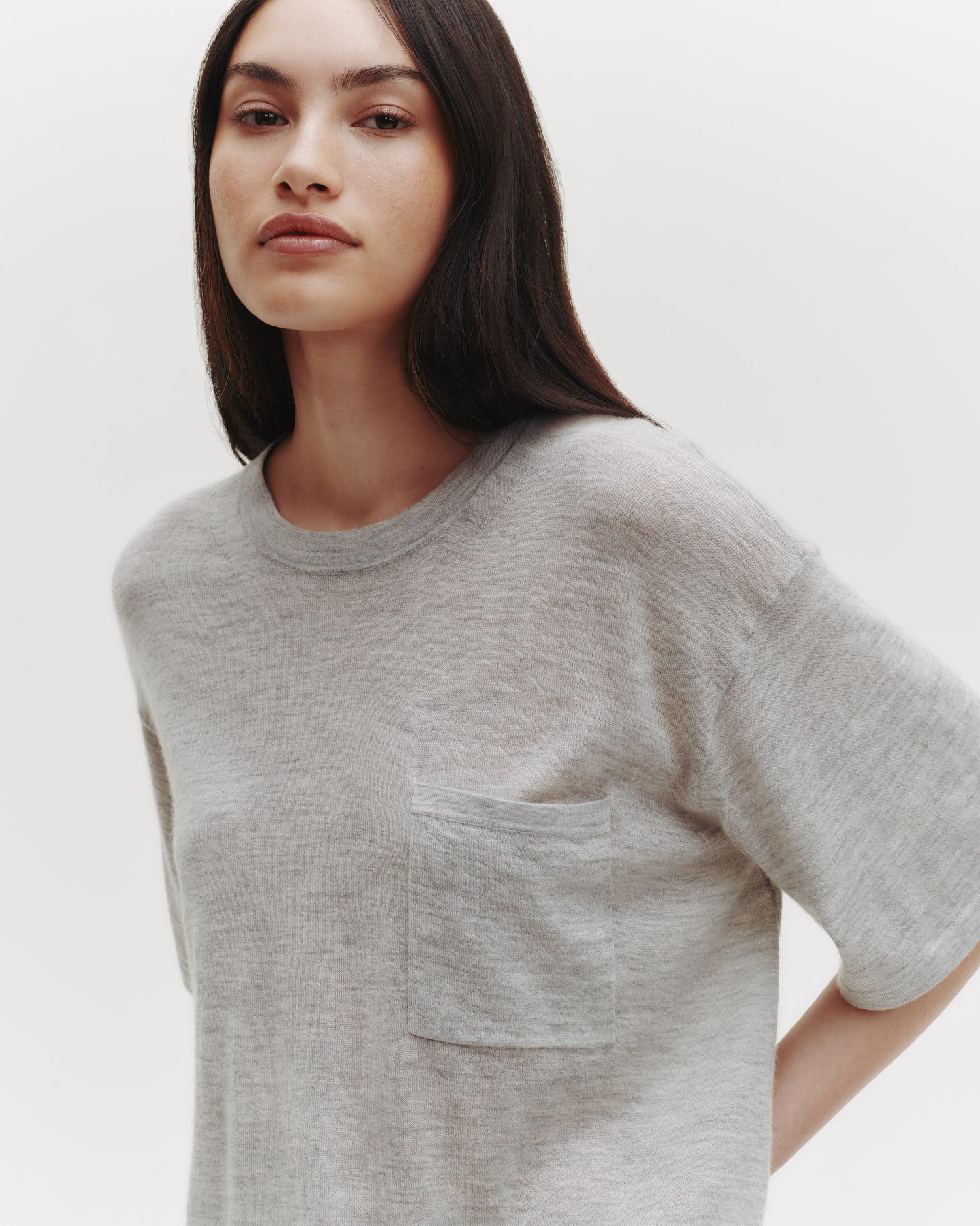 TWP Foggy Knit Big Boy Tee in Skye Cashmere view 1