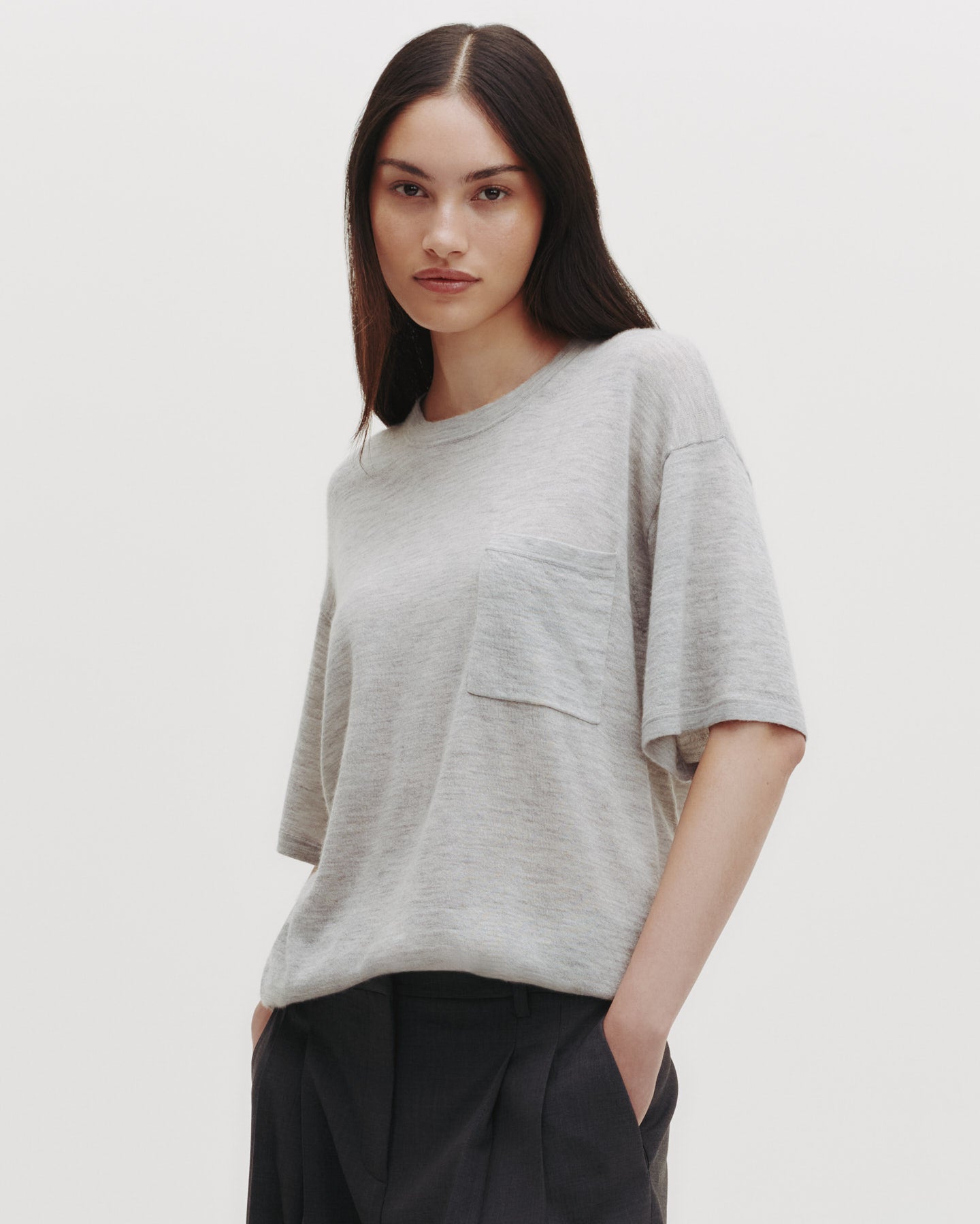 TWP Foggy Knit Big Boy Tee in Skye Cashmere view 3