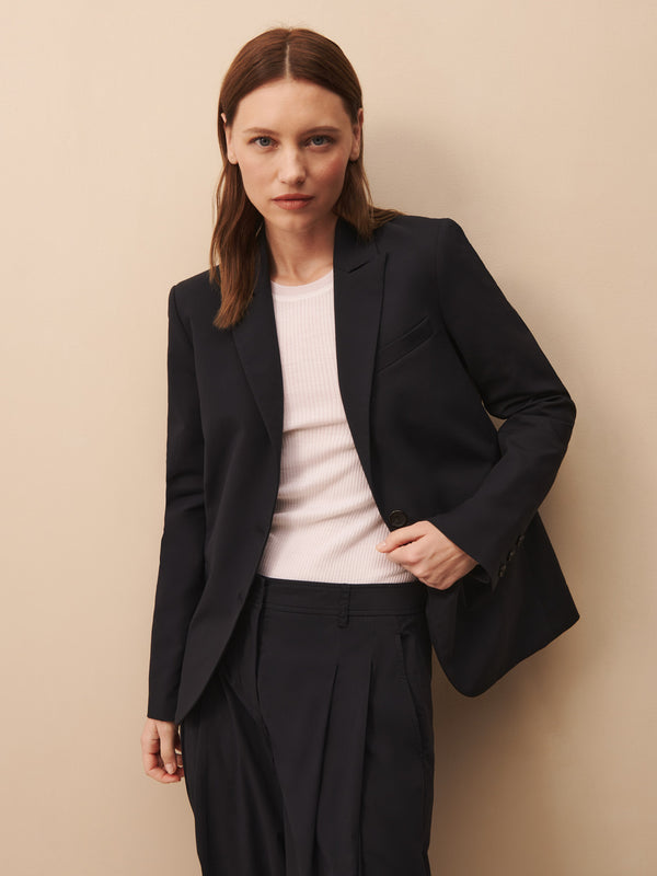 TWP Midnight Boyfriend Blazer with Zipper in cotton poplin view 1