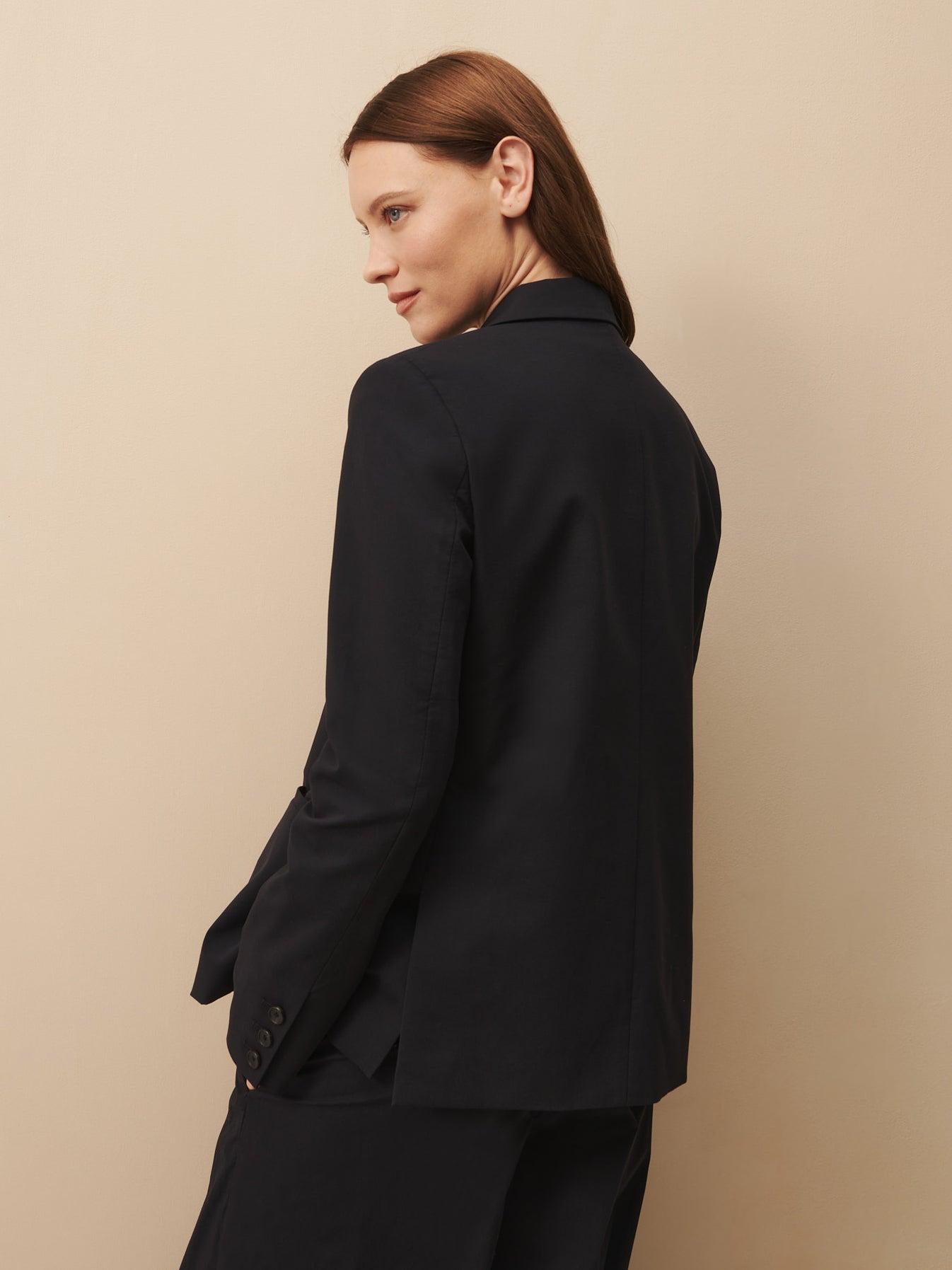 TWP Midnight Boyfriend Blazer with Zipper in cotton poplin view 4