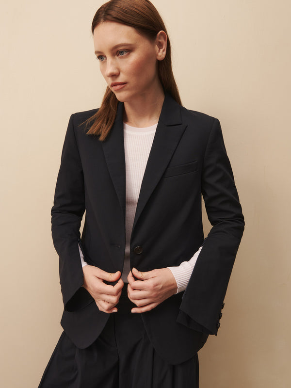 TWP Midnight Boyfriend Blazer with Zipper in cotton poplin view 2