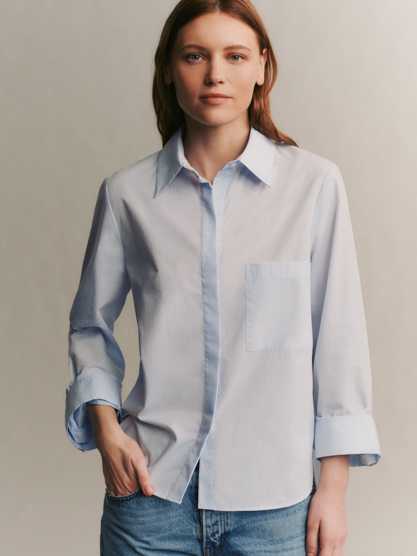 TWP Baby blue Boyfriend Shirt in Superfine Cotton view 1