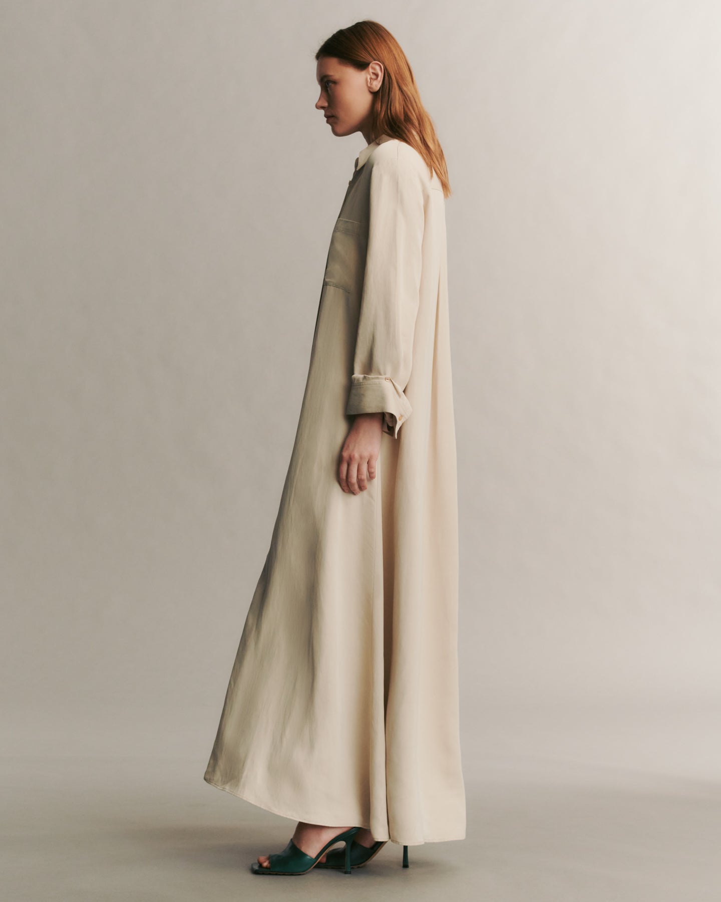 French oak Jennys Gown in Coated Viscose Linen | TWP