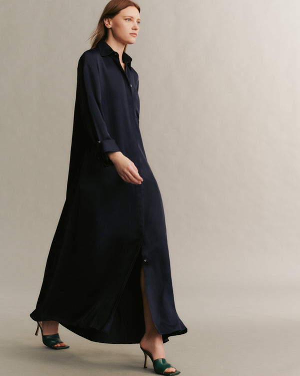 TWP Midnight Jenny&#39;s Gown in coated viscose linen view 2