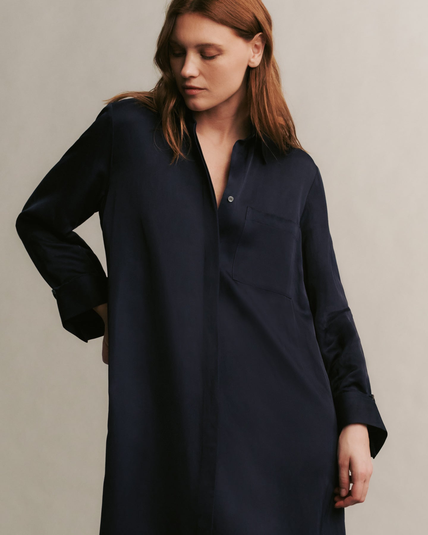 TWP Midnight Jenny's Gown in coated viscose linen view 5