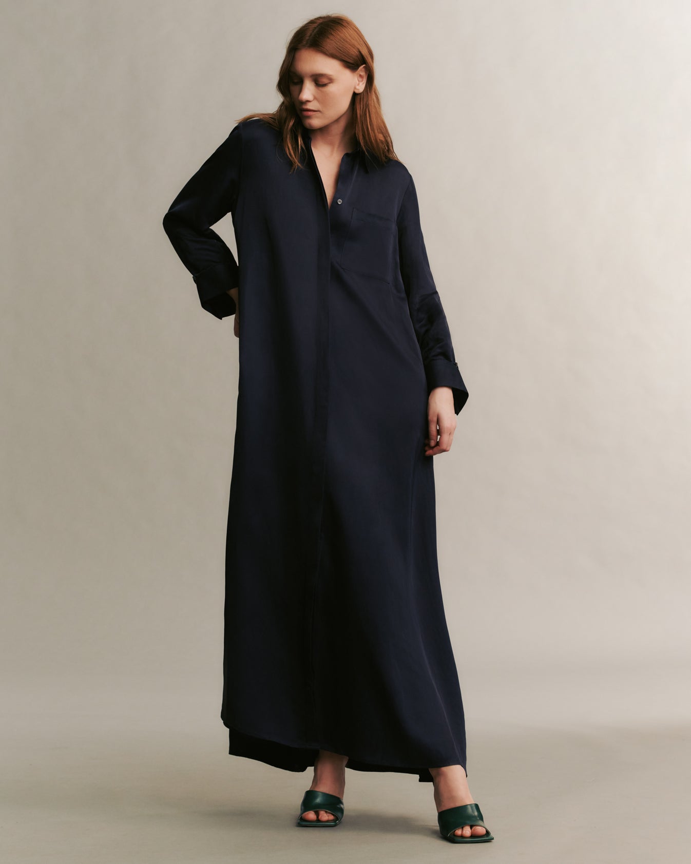 TWP Midnight Jenny&#39;s Gown in coated viscose linen view 1