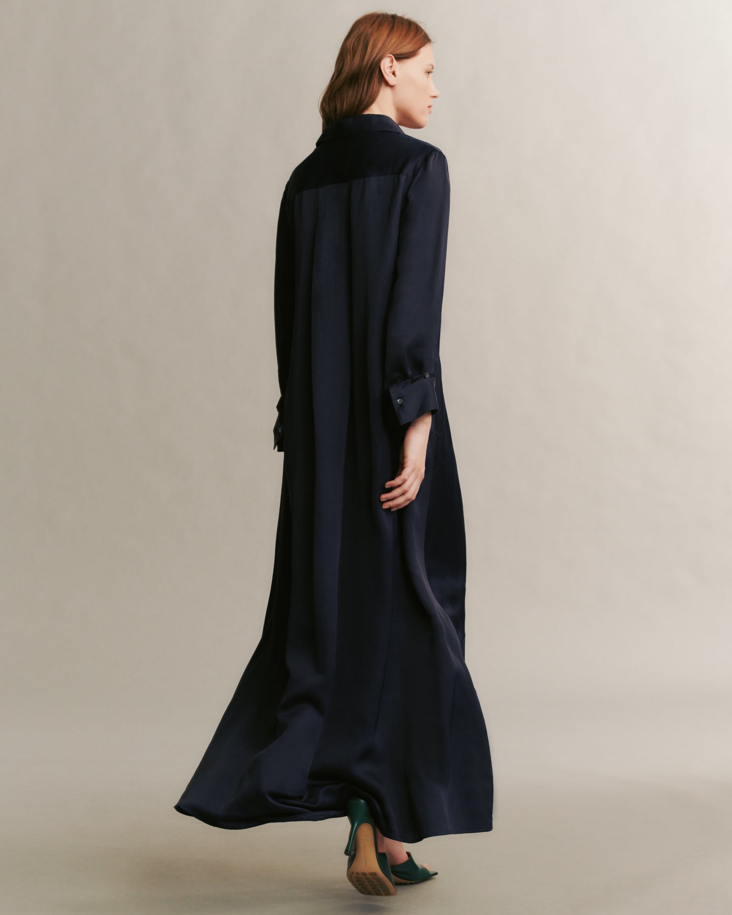 TWP Midnight Jenny's Gown in coated viscose linen view 4