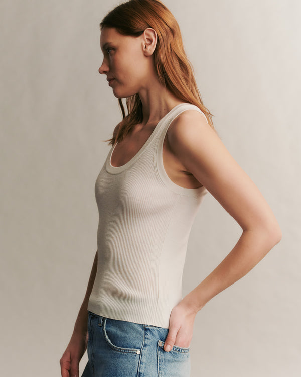 TWP Ivory Knit Tank in merino wool view 3