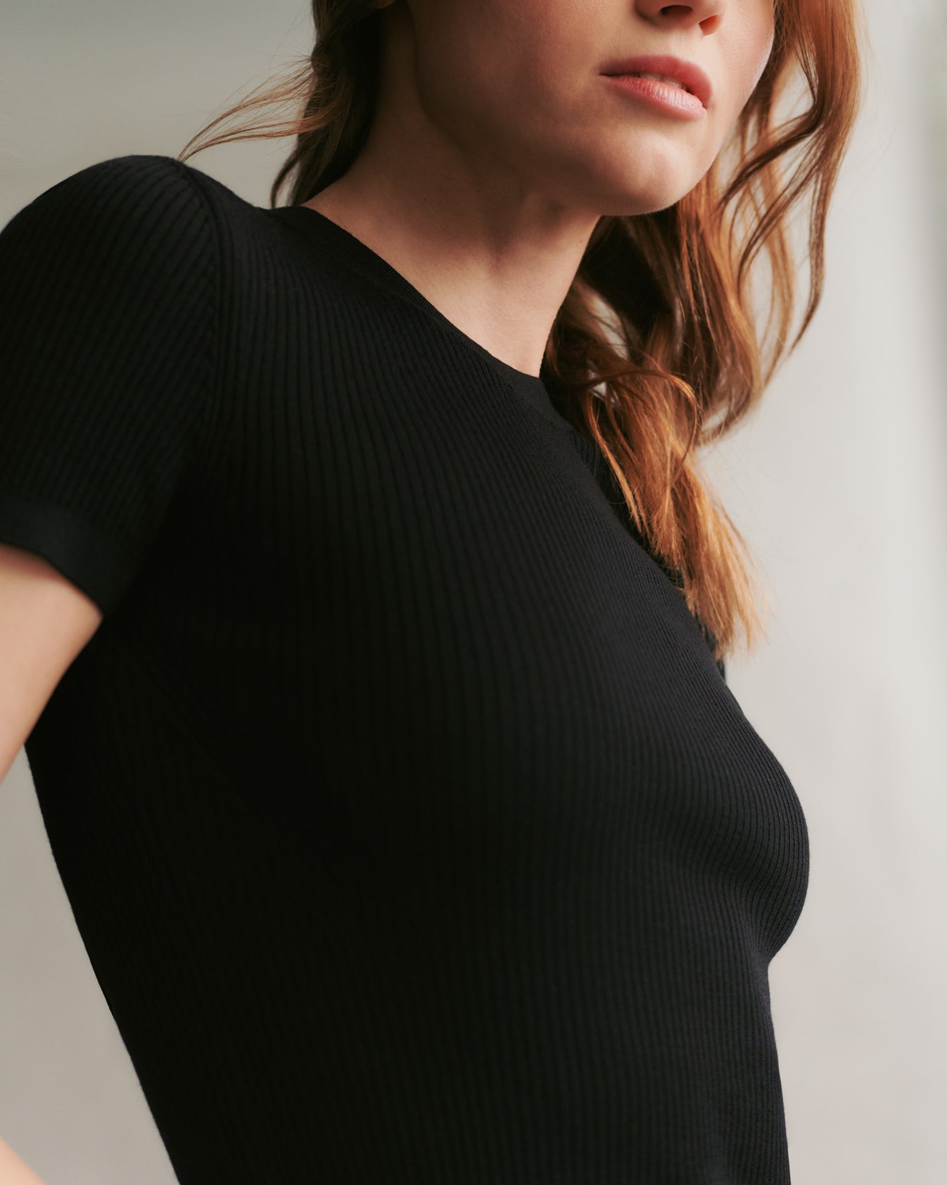 TWP Black Tease top in merino wool view 2