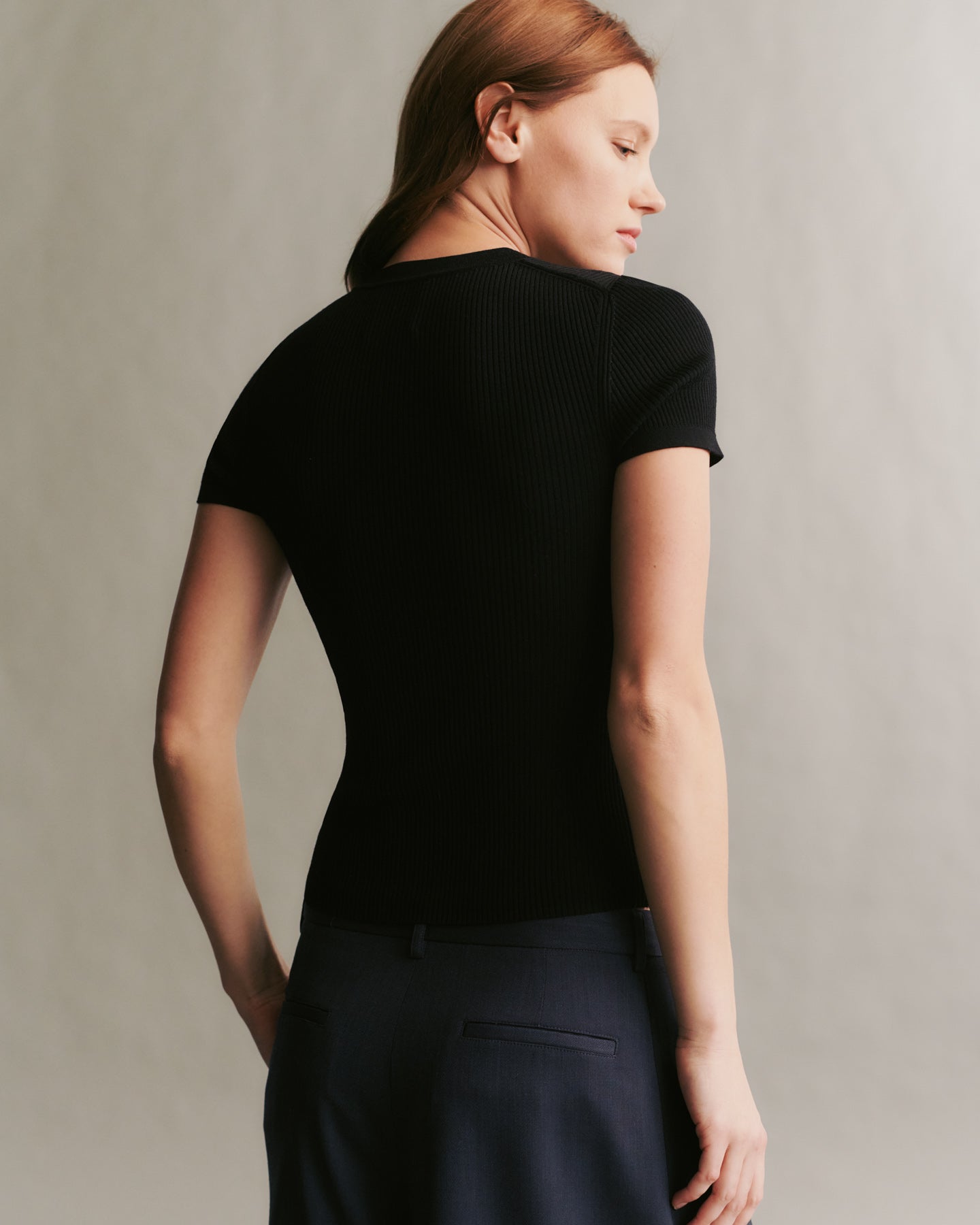 TWP Black Tease top in merino wool view 3