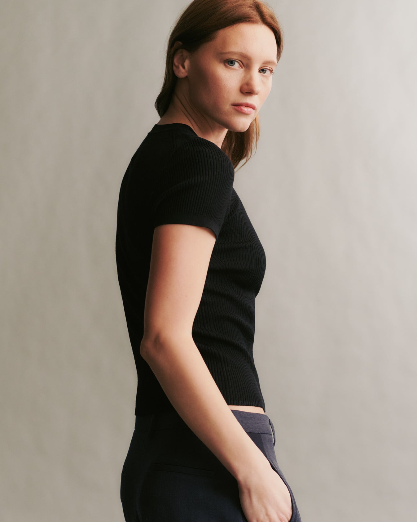 TWP Black Tease top in merino wool view 4