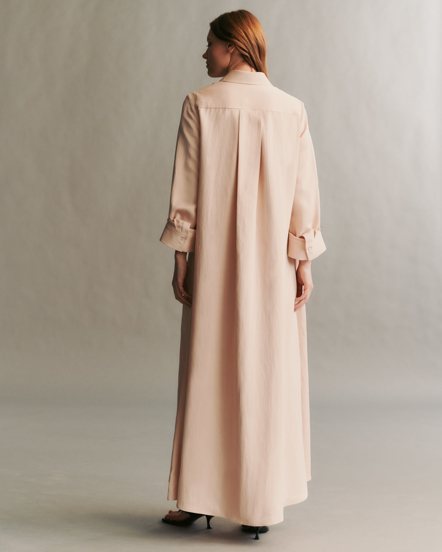 TWP Pale blush Jenny&#39;s Gown in coated viscose linen view 2