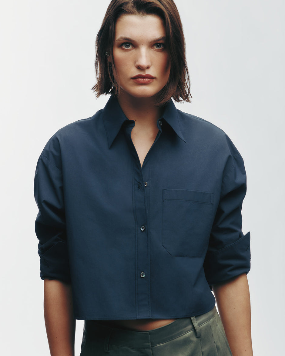 TWP Midnight Little Big Joe in Militi Cotton Shirting view 1