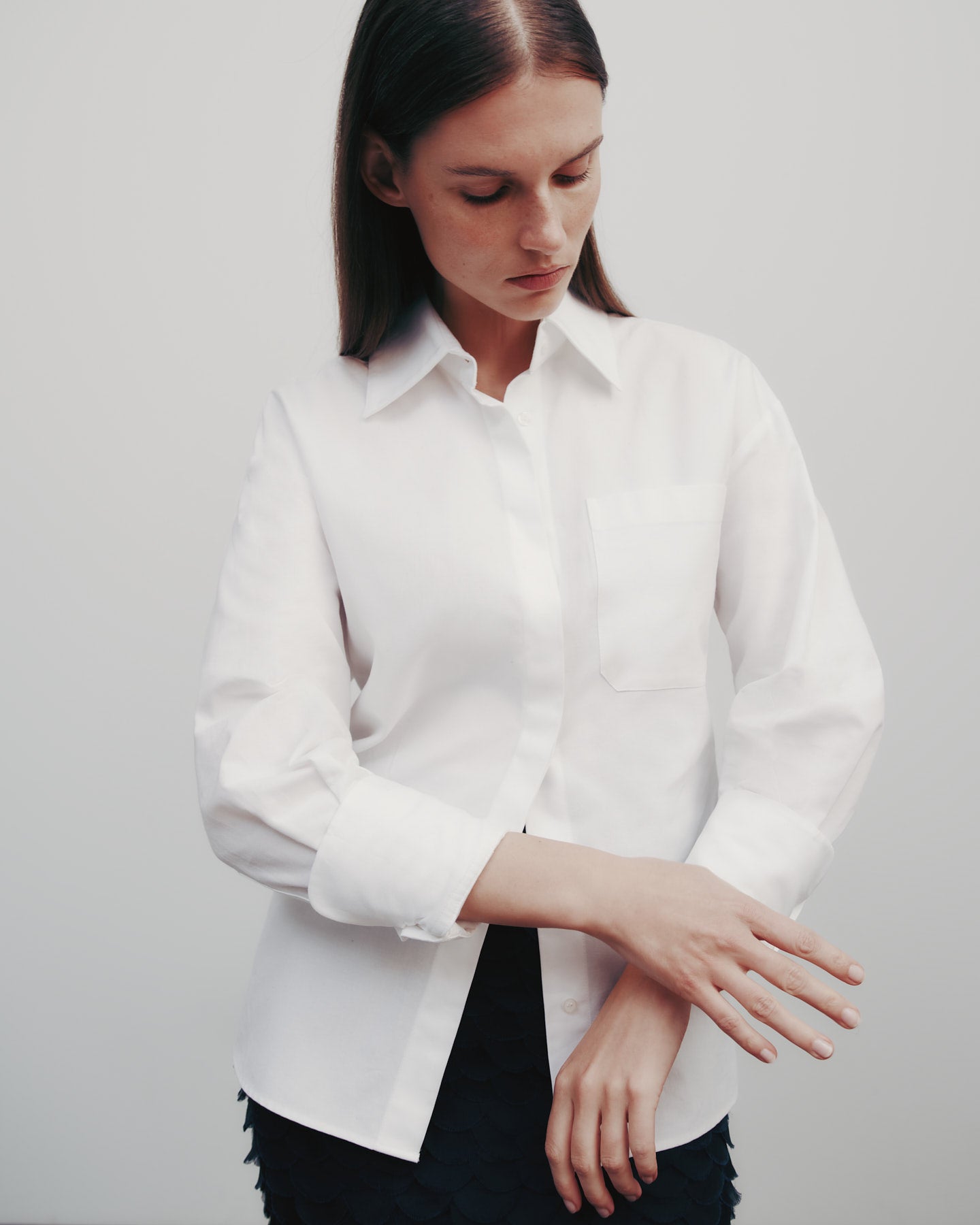 TWP White E.B. Shirt in Oxford Cotton view 1