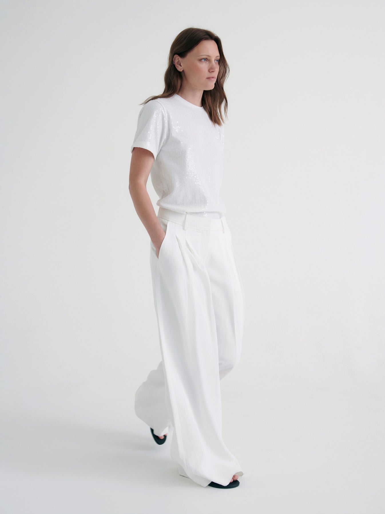 TWP White Didi Pant in Coated Linen view 2