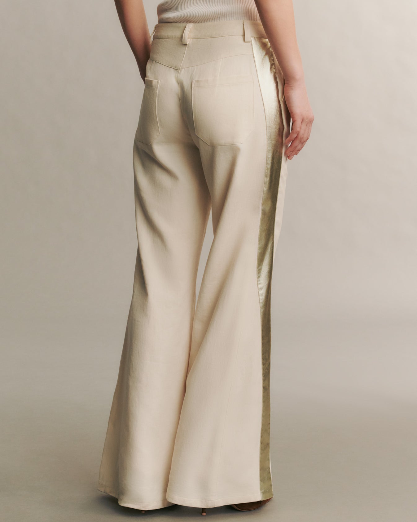 TWP Bone/light gold Stay Golden Pant in Cotton Linen view 5