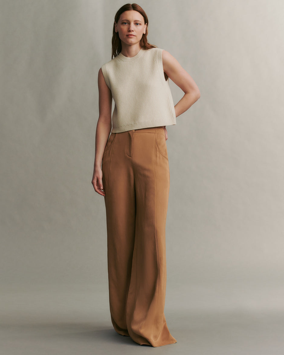 TWP Cartouche Demie Pant in Coated Viscose Linen view 1
