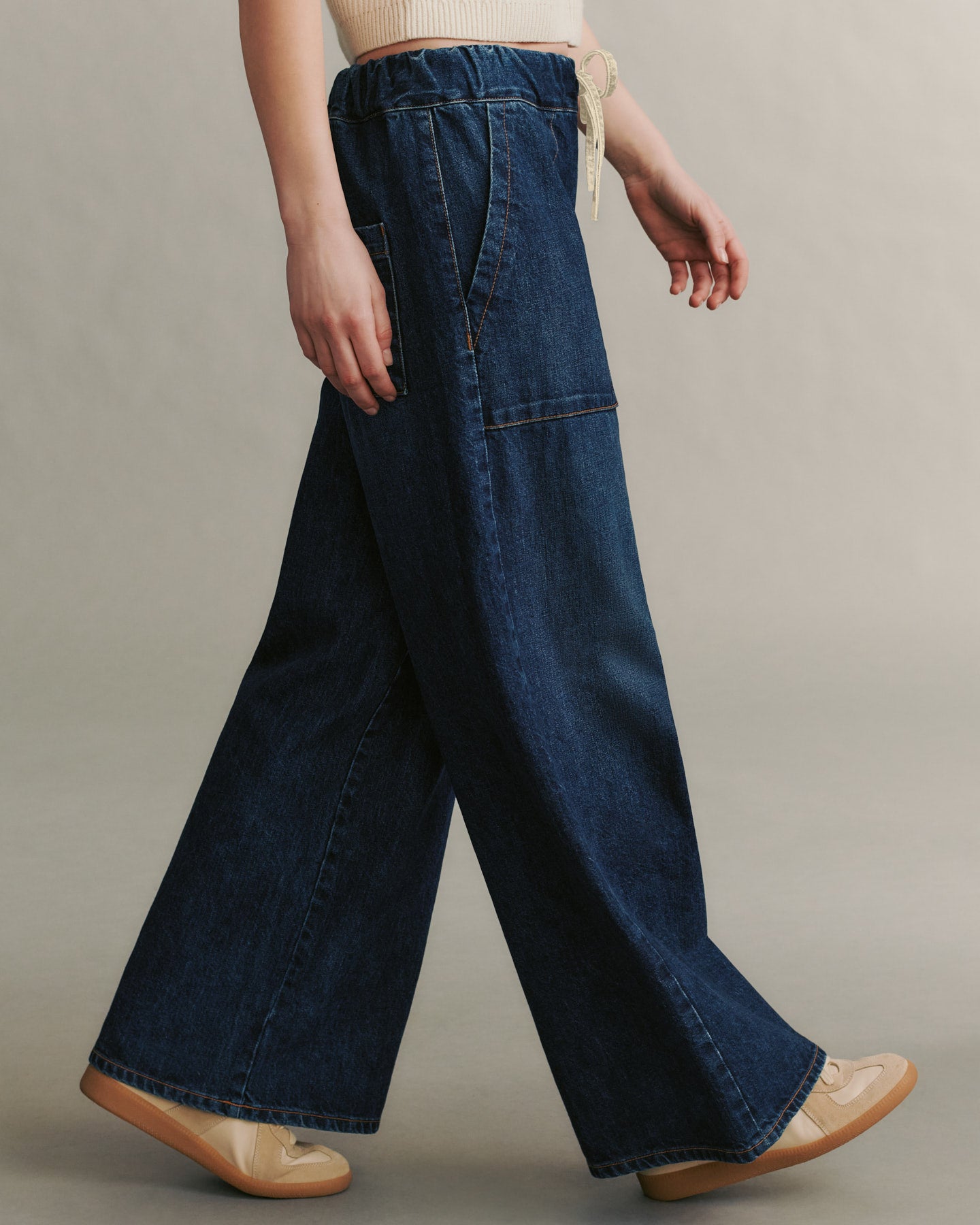 TWP Dark wash Denim Drawstring Pant with Pockets in Dark Wash Denim view 5