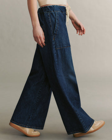 TWP Dark wash Denim Drawstring Pant with Pockets in Dark Wash Denim view 6