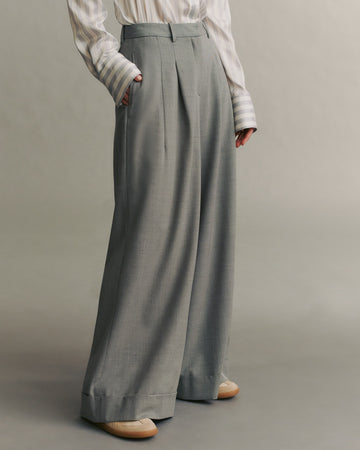 TWP Light heather grey Averyl Pant in Italian Wool Twill view 5