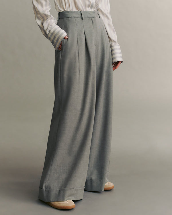 TWP Light heather grey Averyl Pant in Italian Wool Twill view 4