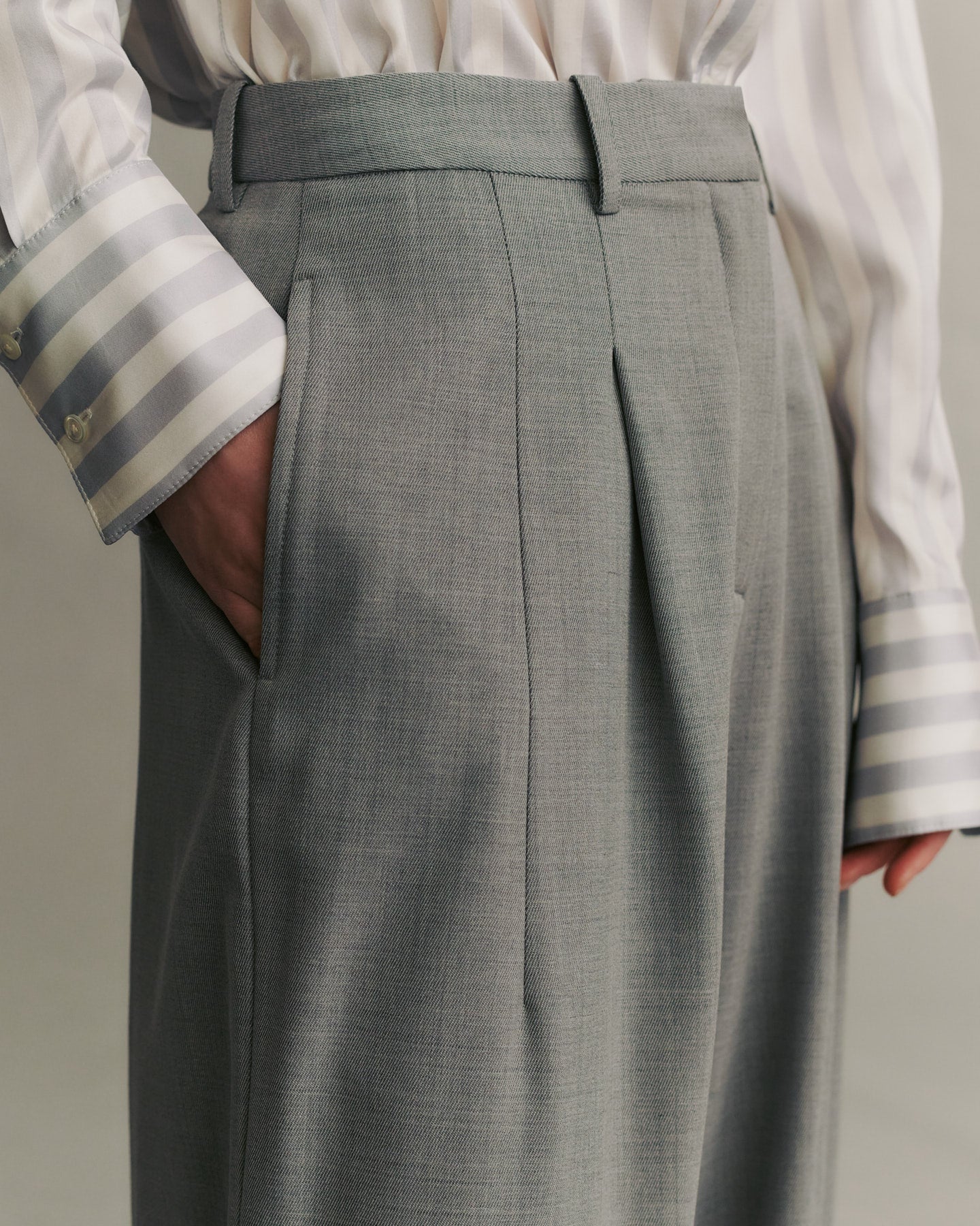 TWP Light heather grey Averyl Pant in Italian Wool Twill view 2