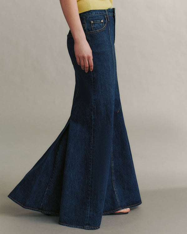 TWP Dark wash Harley Skirt in Vintage Denim view 4