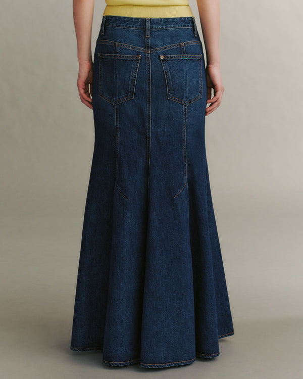 TWP Dark wash Harley Skirt in Vintage Denim view 3