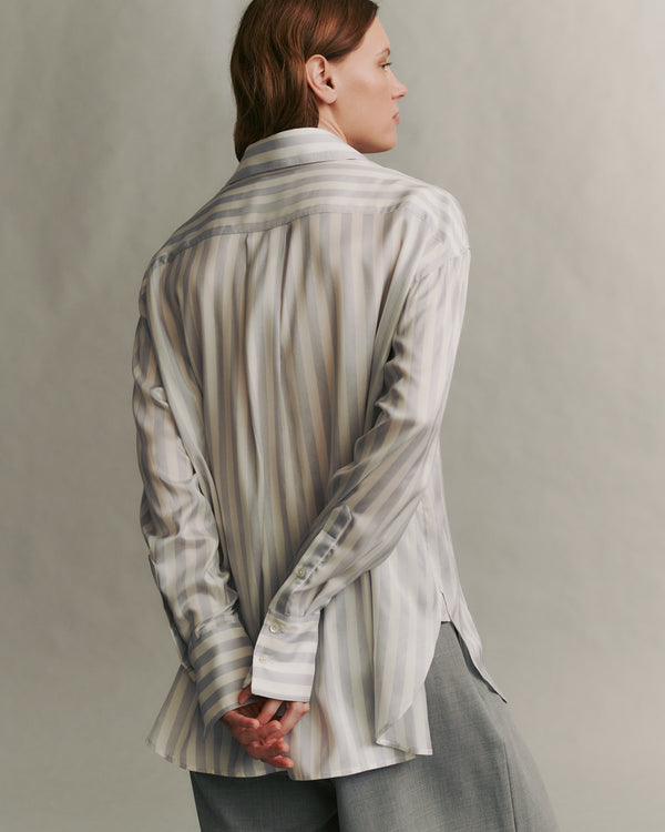 TWP Light grey / white Big Joe Shirt in Silk Voile view 5