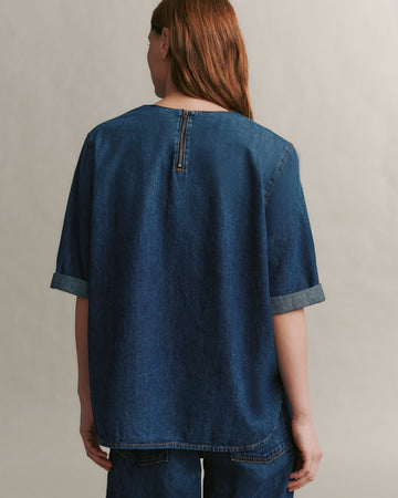 TWP Dark indigo Oversized T in Denim Shirting view 5