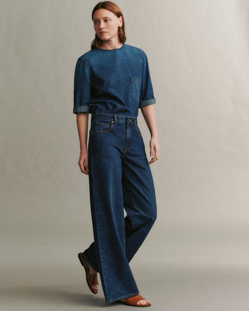 TWP Dark indigo Oversized T in Denim Shirting view 6