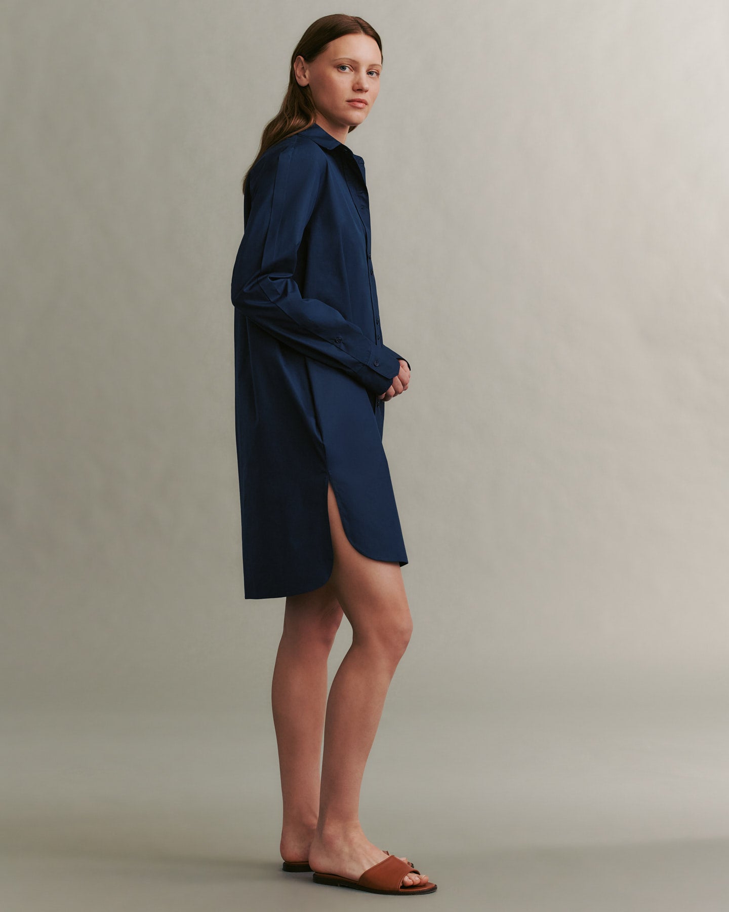 TWP Midnight Ma House Dress in Cotton Shirting view 4