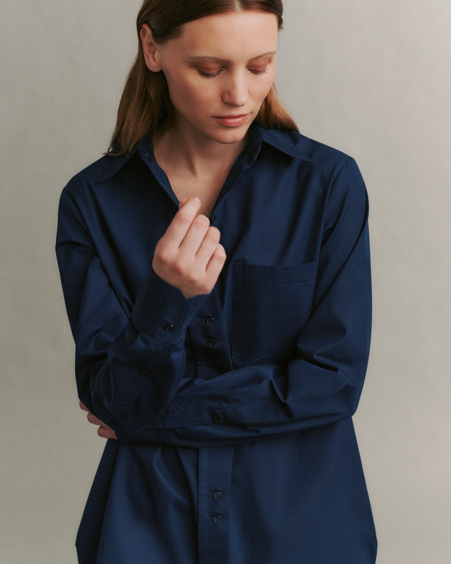 TWP Midnight Ma House Dress in Cotton Shirting view 2