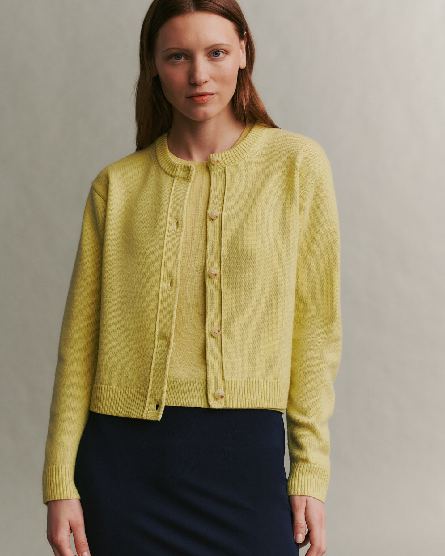 TWP Canary Lord Cardigan in Cashmere view 4