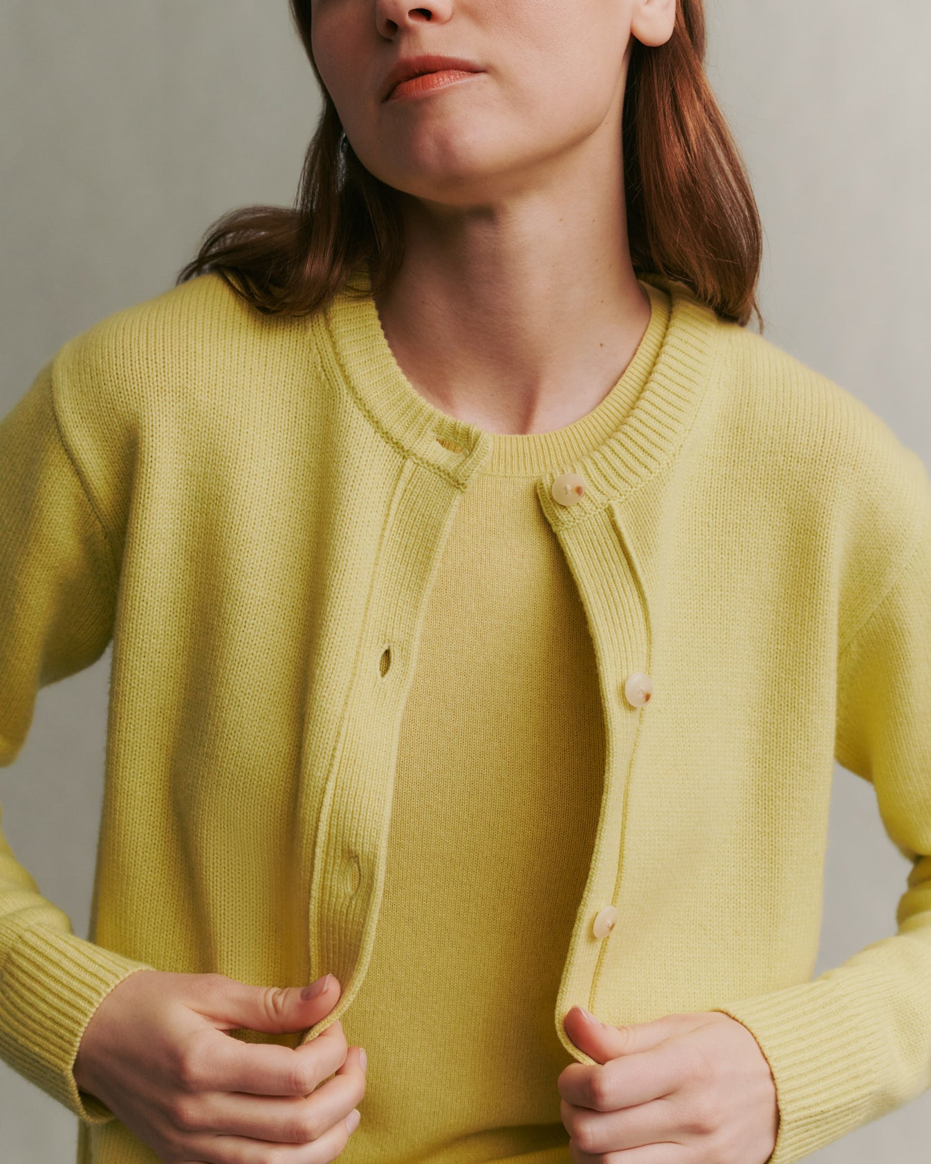 TWP Canary Lord Cardigan in Cashmere view 3