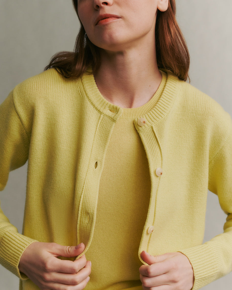 TWP Canary Lord Cardigan in Cashmere view 4