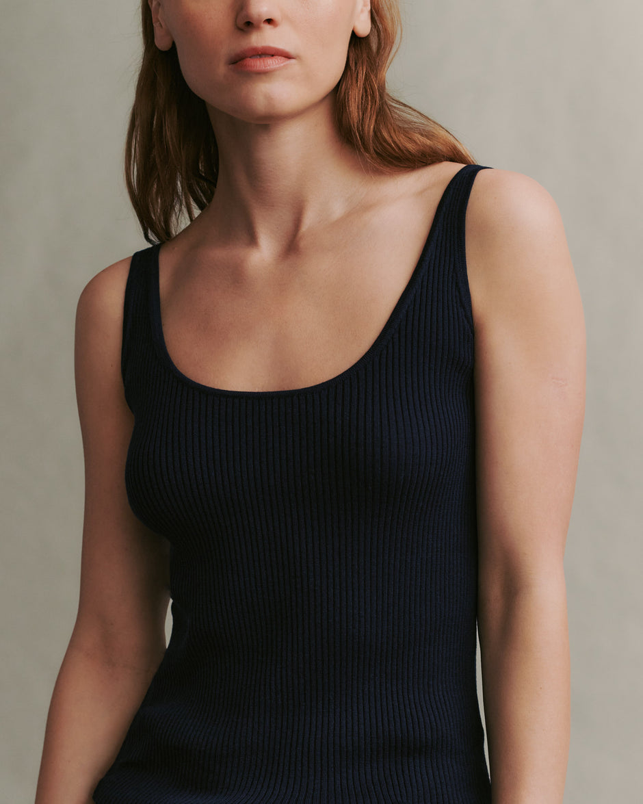 TWP Wheat Knit Tank in Cotton Silk view 6