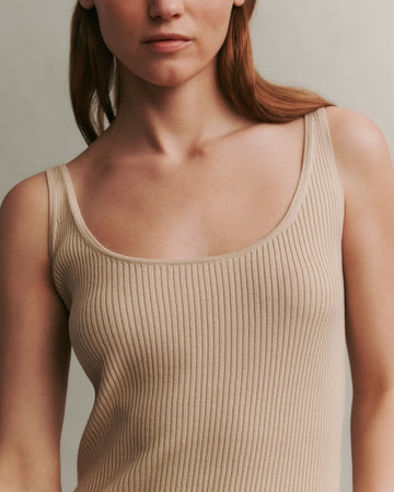 TWP Wheat Knit Tank in Cotton Silk view 2