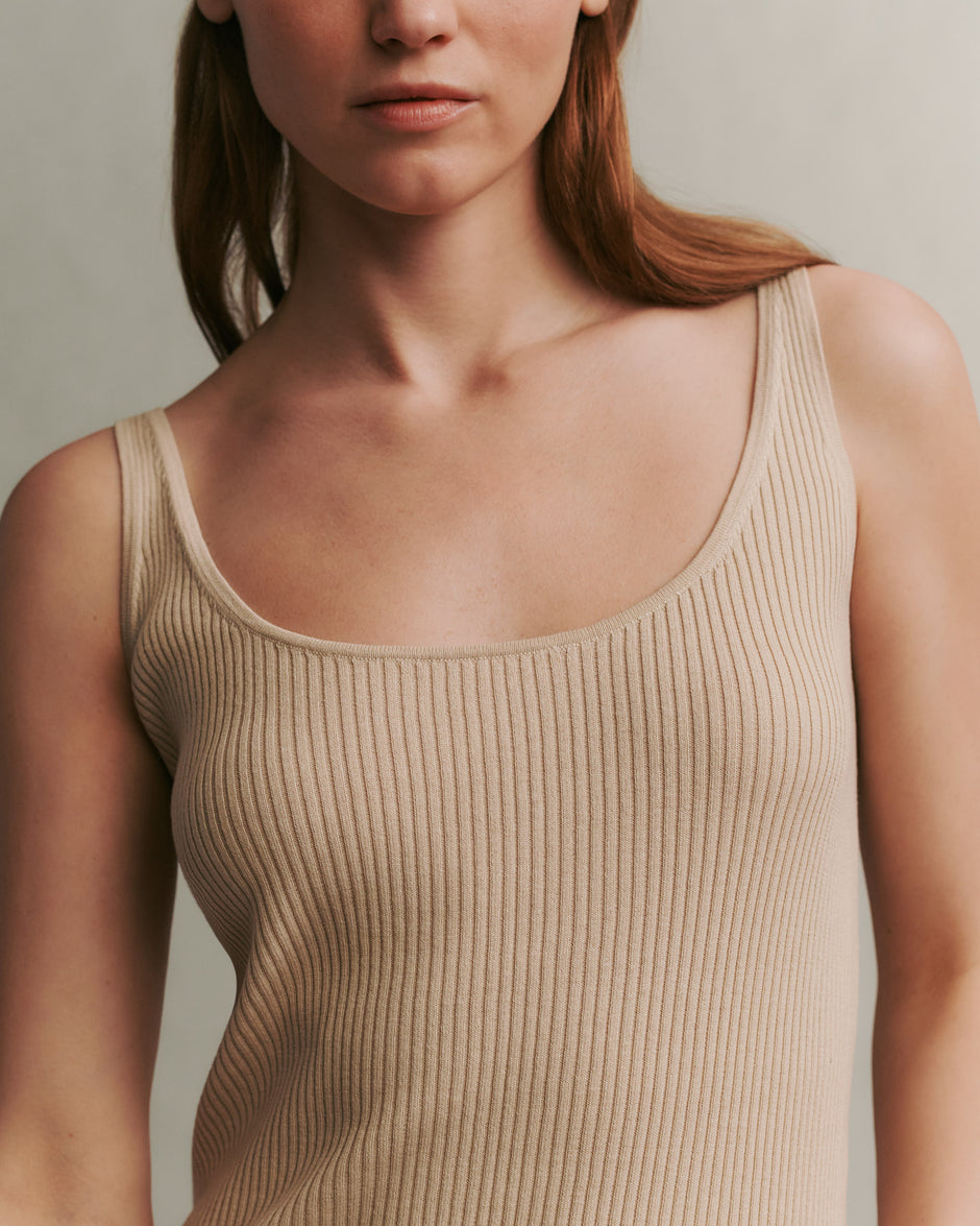 TWP Wheat Knit Tank in Cotton Silk view 1