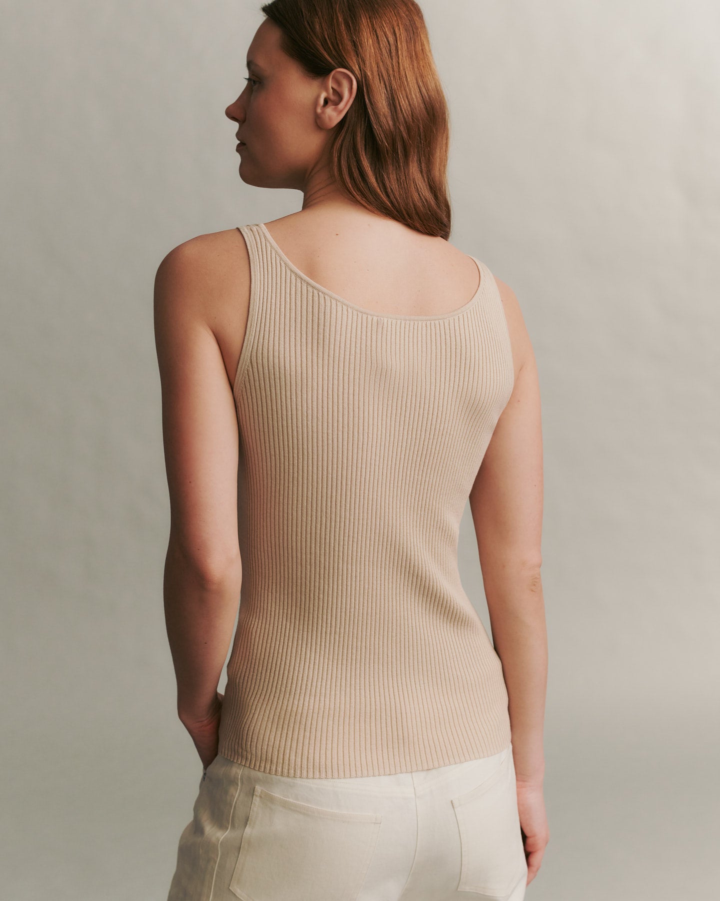 TWP Wheat Knit Tank in Cotton Silk view 5